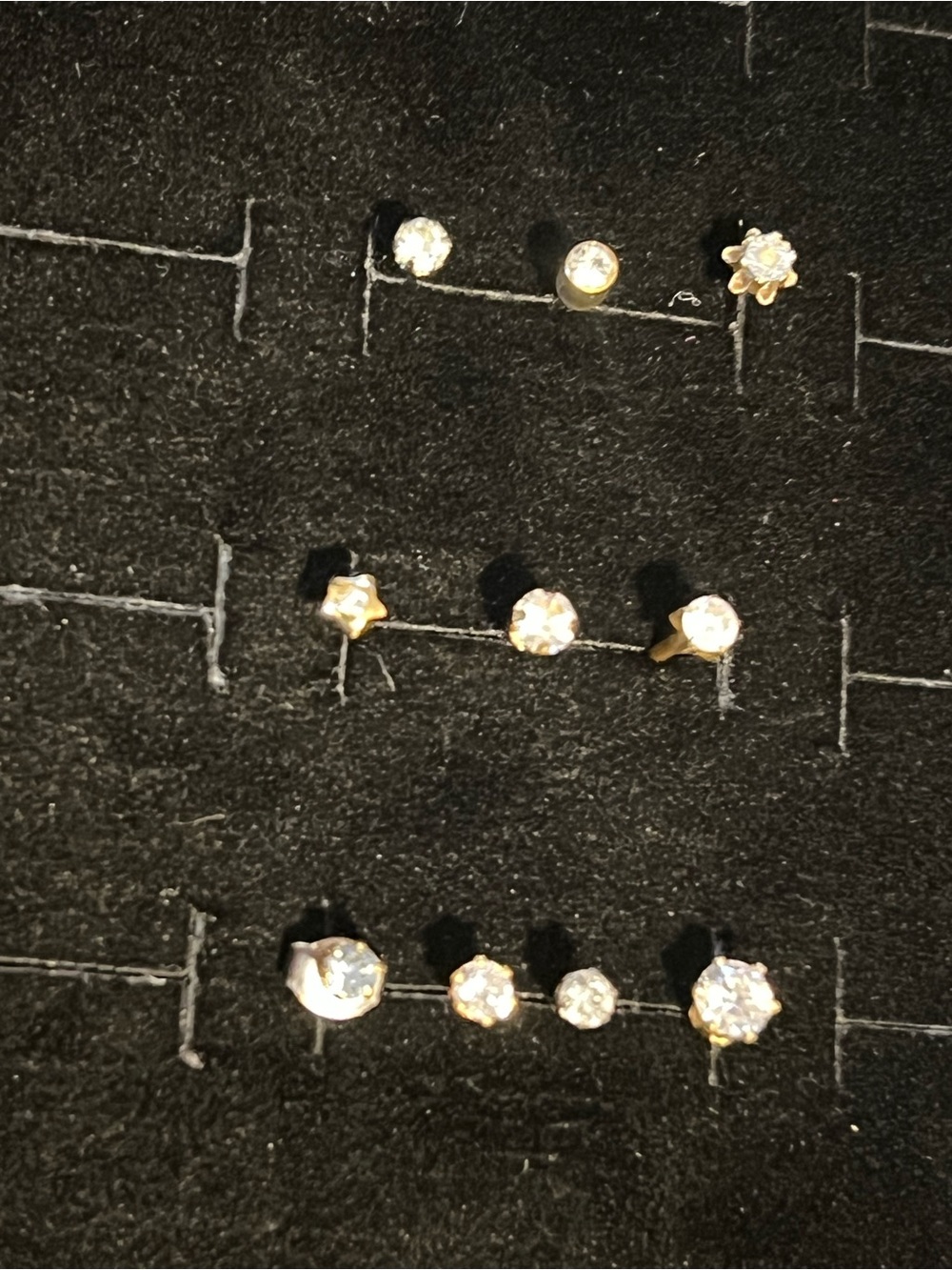 Gold toned Cubic Zirconia Stud Earring Set of 10 - A9